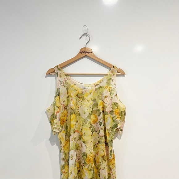 Lovers + Friends Yellow Floral Cold Shoulder Tunic Mini Dress - Picture 3 of 9